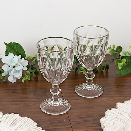 6 pcs 12 oz Crystal Cut Wine Glasses - Disposable Tableware