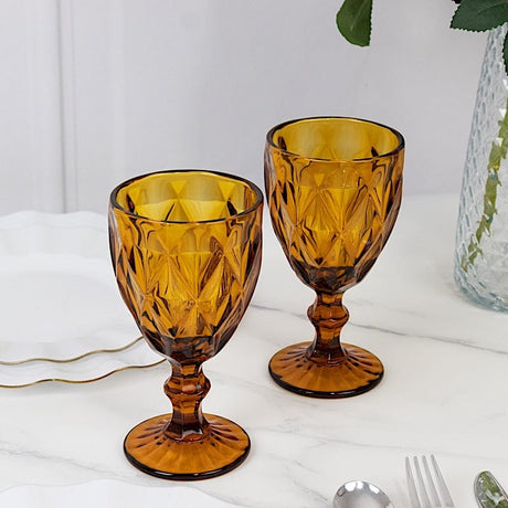 6 pcs 12 oz Crystal Cut Wine Glasses - Disposable Tableware
