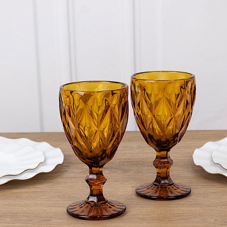 6 pcs 12 oz Crystal Cut Wine Glasses - Disposable Tableware