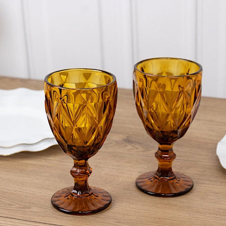 6 pcs 12 oz Crystal Cut Wine Glasses - Disposable Tableware