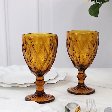 6 pcs 12 oz Crystal Cut Wine Glasses - Disposable Tableware