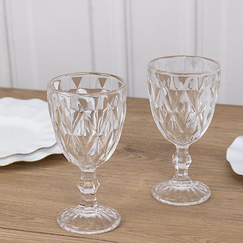 6 pcs 12 oz Crystal Cut Wine Glasses - Disposable Tableware