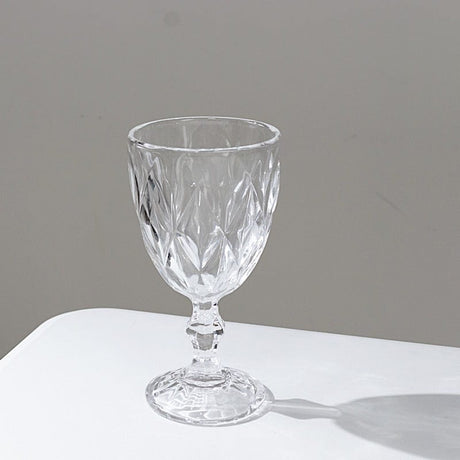 6 pcs 12 oz Crystal Cut Wine Glasses - Disposable Tableware