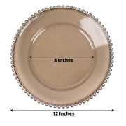 6 pcs 12" Round Beaded Rim Charger Plates