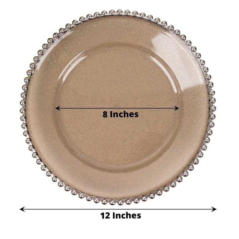 6 pcs 12" Round Beaded Rim Charger Plates