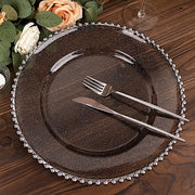 6 pcs 12" Round Beaded Rim Charger Plates