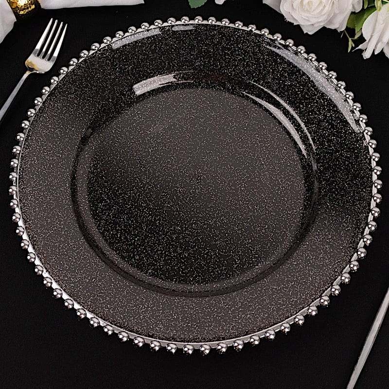 6 pcs 12" Round Beaded Rim Charger Plates