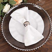 6 pcs 12" Round Beaded Rim Charger Plates
