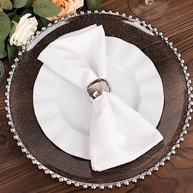 6 pcs 12" Round Beaded Rim Charger Plates