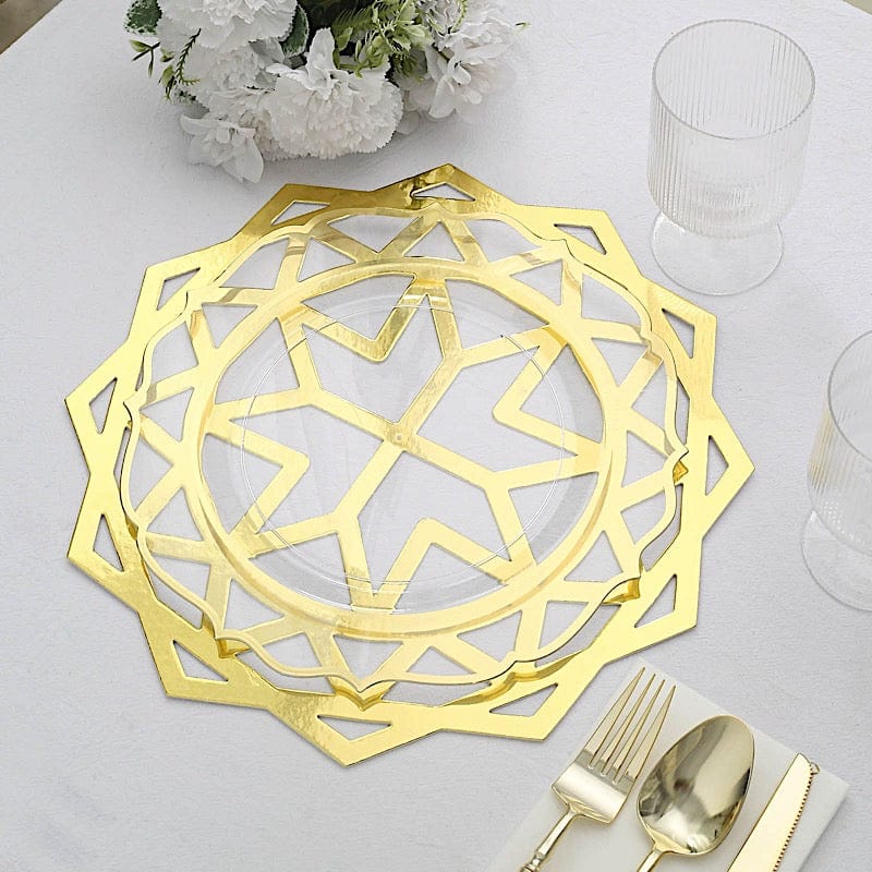 6 pcs 13" Metallic Foil Laser Cut Geometric Star Placemats - Gold DSP_CHRG_R0008_GOLD