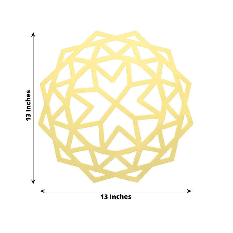 6 pcs 13" Metallic Foil Laser Cut Geometric Star Placemats - Gold DSP_CHRG_R0008_GOLD