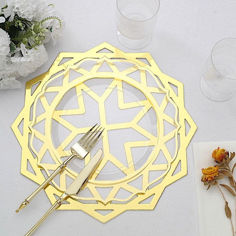 6 pcs 13" Metallic Foil Laser Cut Geometric Star Placemats - Gold DSP_CHRG_R0008_GOLD