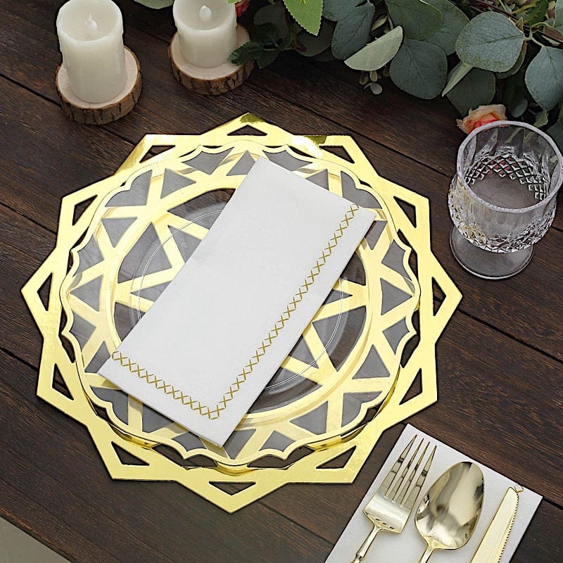 6 pcs 13" Metallic Foil Laser Cut Geometric Star Placemats - Gold DSP_CHRG_R0008_GOLD