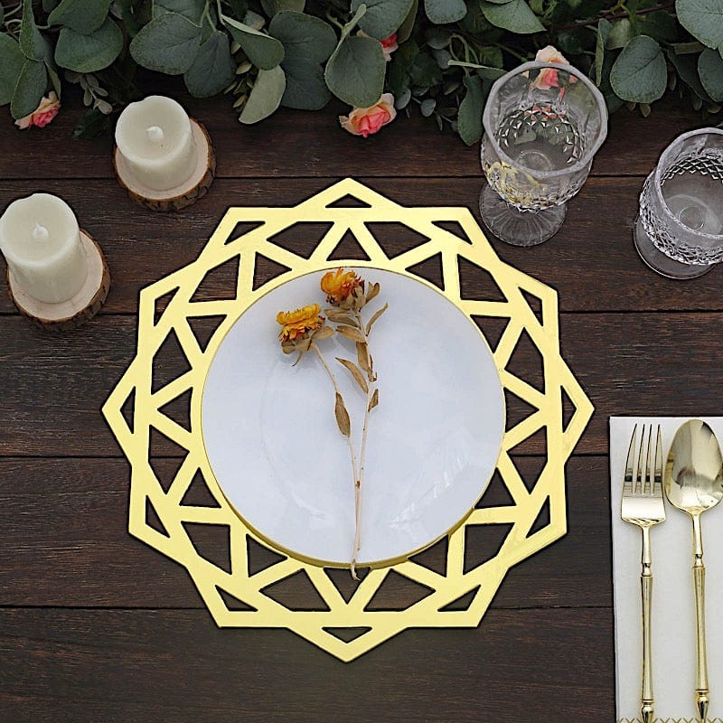 6 pcs 13" Metallic Foil Laser Cut Geometric Star Placemats - Gold DSP_CHRG_R0008_GOLD