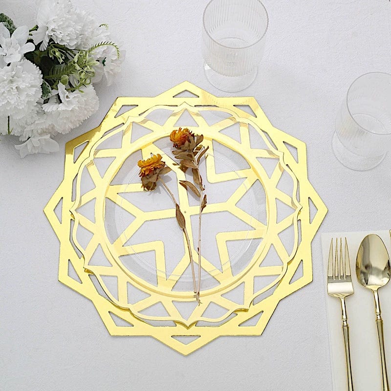 6 pcs 13" Metallic Foil Laser Cut Geometric Star Placemats - Gold DSP_CHRG_R0008_GOLD