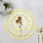 6 pcs 13" Metallic Foil Laser Cut Geometric Triangle Placemats - Gold DSP_CHRG_R0009_GOLD