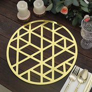 6 pcs 13" Metallic Foil Laser Cut Geometric Triangle Placemats - Gold DSP_CHRG_R0009_GOLD