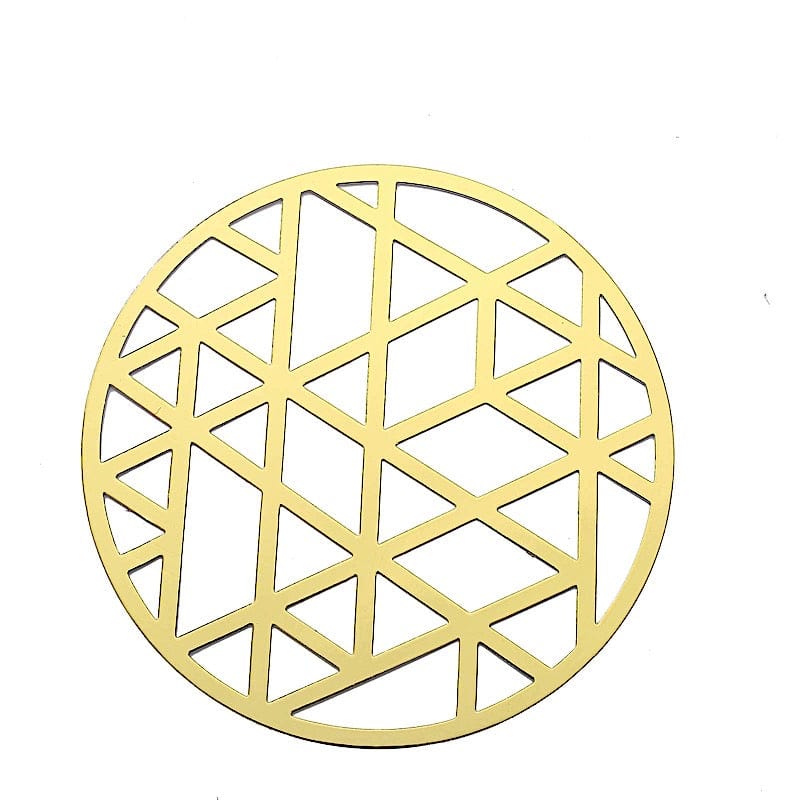 6 pcs 13" Metallic Foil Laser Cut Geometric Triangle Placemats - Gold DSP_CHRG_R0009_GOLD