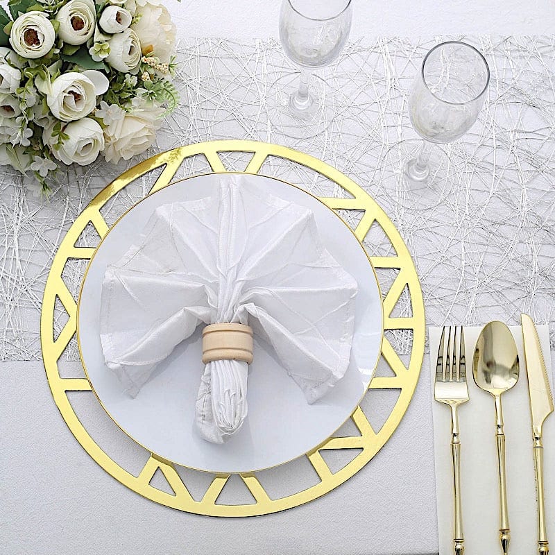 6 pcs 13" Metallic Foil Laser Cut Geometric Triangle Placemats - Gold DSP_CHRG_R0009_GOLD
