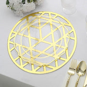 6 pcs 13" Metallic Foil Laser Cut Geometric Triangle Placemats - Gold DSP_CHRG_R0009_GOLD
