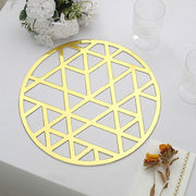 6 pcs 13" Metallic Foil Laser Cut Geometric Triangle Placemats - Gold DSP_CHRG_R0009_GOLD