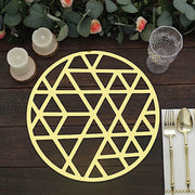 6 pcs 13" Metallic Foil Laser Cut Geometric Triangle Placemats - Gold DSP_CHRG_R0009_GOLD