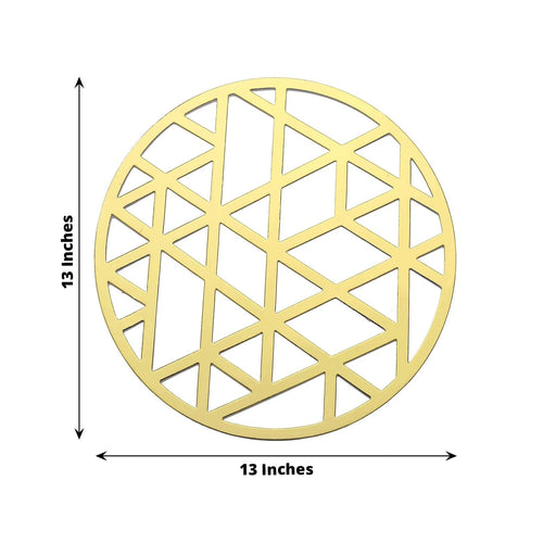 6 pcs 13" Metallic Foil Laser Cut Geometric Triangle Placemats - Gold DSP_CHRG_R0009_GOLD