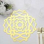 6 pcs 13" Metallic Gold Foil Laser Cut Flower Cardboard Placemats - Gold DSP_CHRG_R0007_GOLD