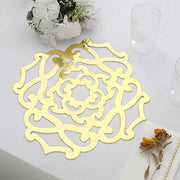 6 pcs 13" Metallic Gold Foil Laser Cut Flower Cardboard Placemats - Gold DSP_CHRG_R0007_GOLD