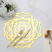 6 pcs 13" Metallic Gold Foil Laser Cut Flower Cardboard Placemats - Gold DSP_CHRG_R0007_GOLD