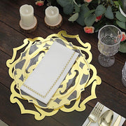6 pcs 13" Metallic Gold Foil Laser Cut Flower Cardboard Placemats - Gold DSP_CHRG_R0007_GOLD