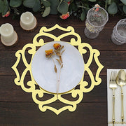 6 pcs 13" Metallic Gold Foil Laser Cut Flower Cardboard Placemats - Gold DSP_CHRG_R0007_GOLD