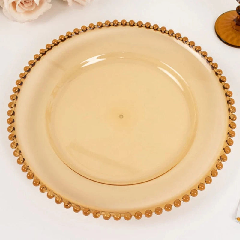 6 pcs 13" Round Beaded Rim Charger Plates
