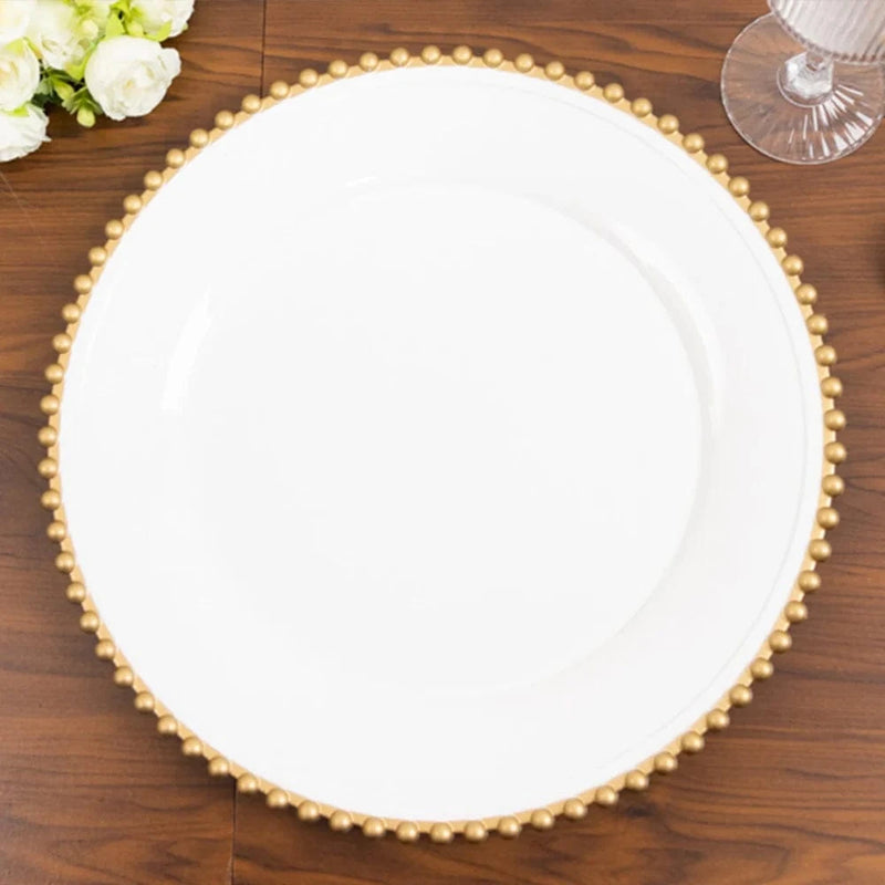 6 pcs 13" Round Beaded Rim Charger Plates