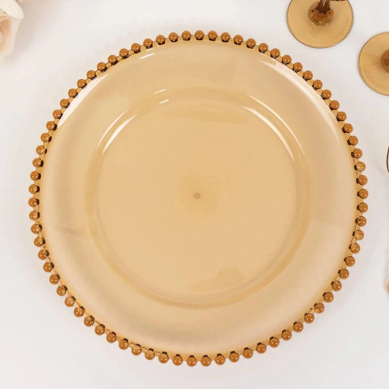6 pcs 13" Round Beaded Rim Charger Plates