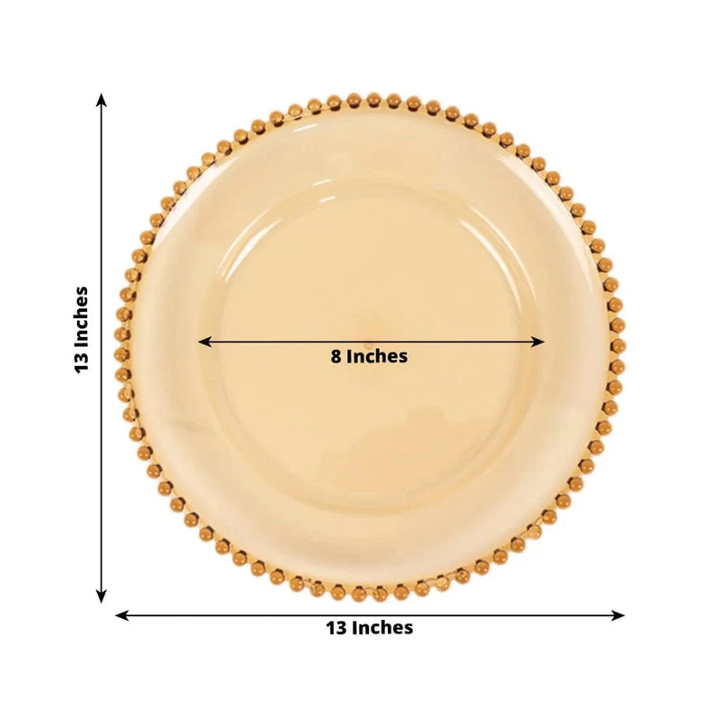 6 pcs 13" Round Beaded Rim Charger Plates