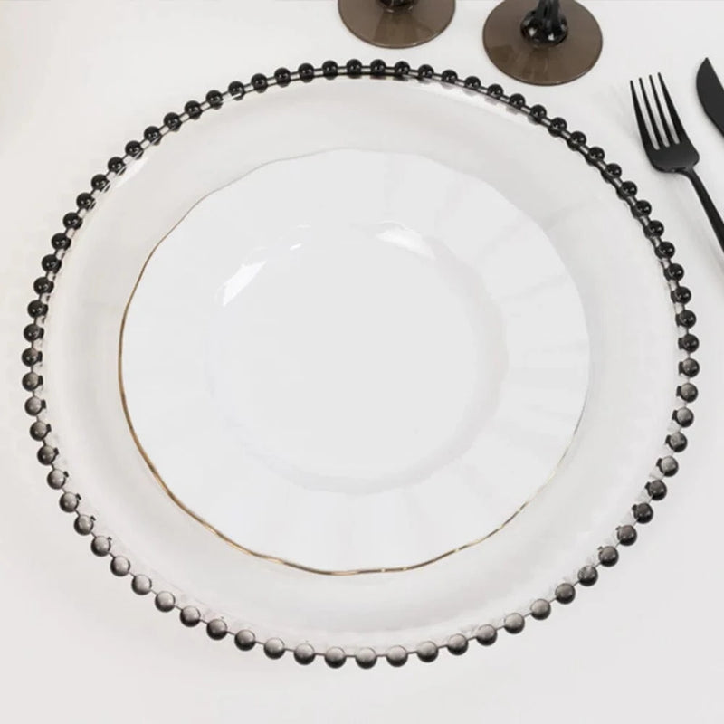 6 pcs 13" Round Beaded Rim Charger Plates