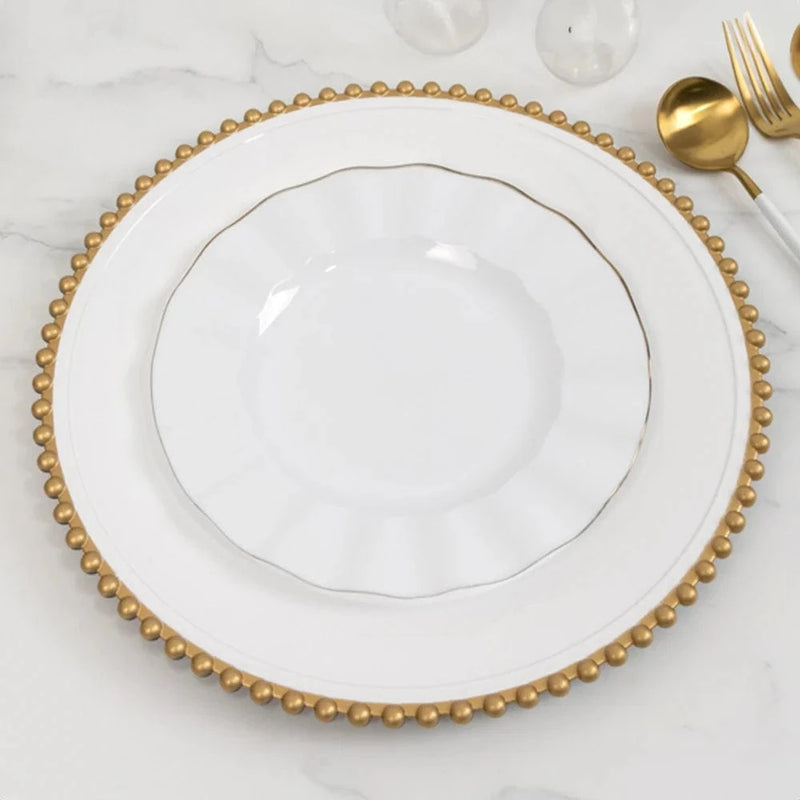 6 pcs 13" Round Beaded Rim Charger Plates