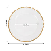 6 pcs 13" Round Beaded Rim Charger Plates