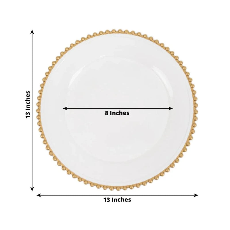 6 pcs 13" Round Beaded Rim Charger Plates