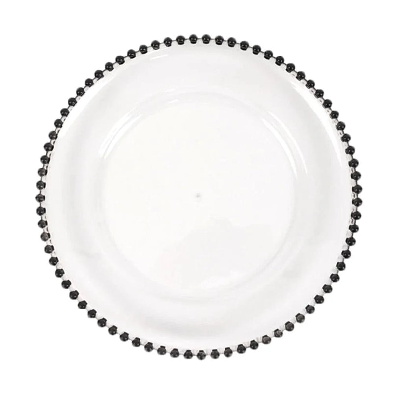6 pcs 13" Round Beaded Rim Charger Plates CHRG_PLST4239_CLBK