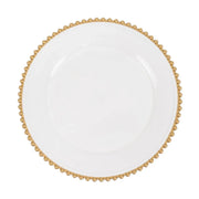 6 pcs 13" Round Beaded Rim Charger Plates CHRG_PLST4239_WHGD