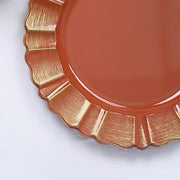 6 pcs 13" Round Scalloped Gold Trim Charger Plates