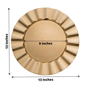 6 pcs 13" Round Scalloped Gold Trim Charger Plates