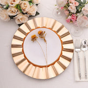 6 pcs 13" Round Scalloped Gold Trim Charger Plates