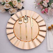 6 pcs 13" Round Scalloped Gold Trim Charger Plates