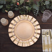 6 pcs 13" Round Scalloped Gold Trim Charger Plates