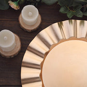 6 pcs 13" Round Scalloped Gold Trim Charger Plates