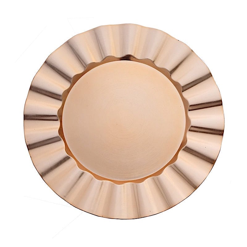 6 pcs 13" Round Scalloped Gold Trim Charger Plates CHRG_PLST0004_GOLD