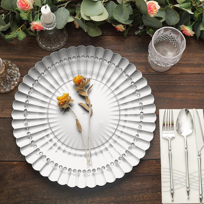 6 pcs 13" Scalloped Shell Pattern Plastic Serving Plates